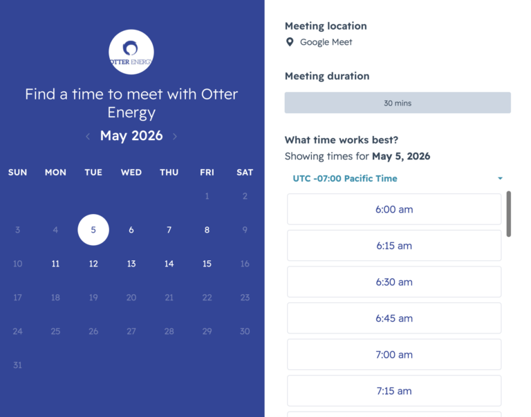 schedule your call with otter energy